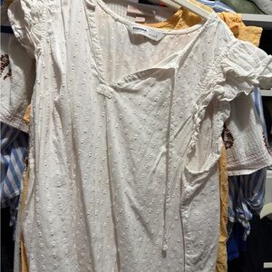 Sonoma White Swiss Dot Tie-Neck Tunic